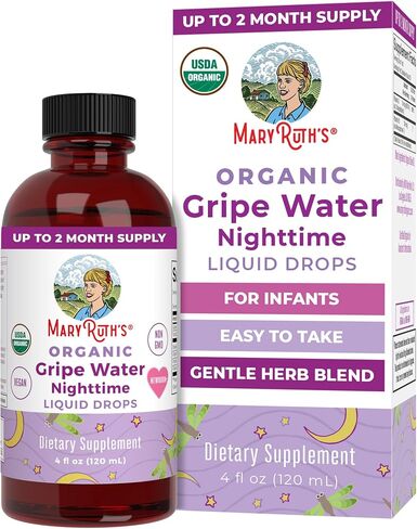 MARYRUTH'S USDA Organic Nighttime Gripe Water for Babies Herbal Blend for Little Tummies | Baby Essentials | Ages 0+ | Ginger Root | Lemon Balm | Fennel Seed | Vegan | 4 oz | 30-60 Servings in Kuwait