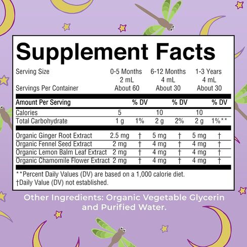 MARYRUTH'S USDA Organic Nighttime Gripe Water for Babies Herbal Blend for Little Tummies | Baby Essentials | Ages 0+ | Ginger Root | Lemon Balm | Fennel Seed | Vegan | 4 oz | 30-60 Servings in Kuwait