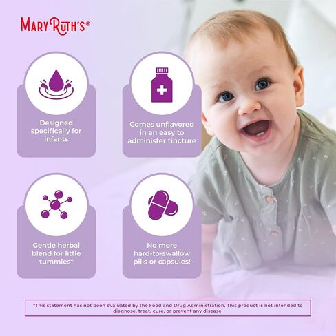MARYRUTH'S USDA Organic Nighttime Gripe Water for Babies Herbal Blend for Little Tummies | Baby Essentials | Ages 0+ | Ginger Root | Lemon Balm | Fennel Seed | Vegan | 4 oz | 30-60 Servings in Kuwait