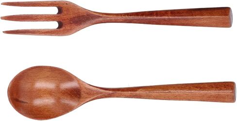 Generic 2pcs Wooden Fork Spoon Set, Heatproof High Hardness Dinnerware with Exquisite Craftsmanship, for Childrens Tableware in Kuwait