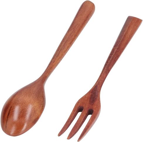 Generic 2pcs Wooden Fork Spoon Set, Heatproof High Hardness Dinnerware with Exquisite Craftsmanship, for Childrens Tableware in Kuwait