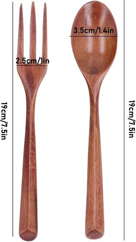 Generic 2pcs Wooden Fork Spoon Set, Heatproof High Hardness Dinnerware with Exquisite Craftsmanship, for Childrens Tableware in Kuwait