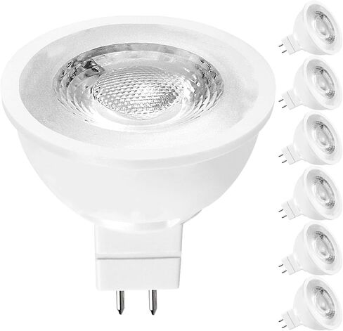 LUXRITE MR16 LED Bulb 50W Equivalent, 12V, 2700K Warm White Dimmable, 500 Lumens, GU5.3 LED Spotlight Bulb 6.5W, Enclosed Fixture Rated, Perfect for Track and Home Lighting (6 Pack) in Kuwait