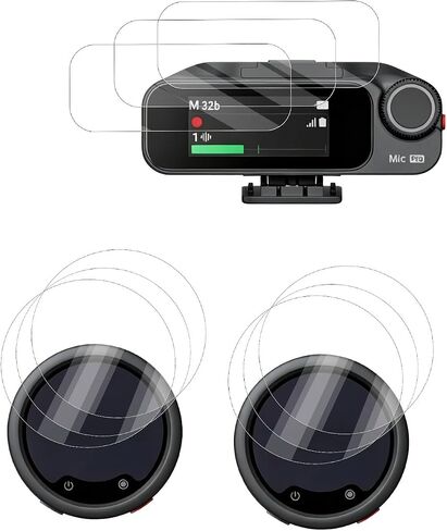 2-in-1 Screen Protector for Insta360 Mic Pro Transmitter & Receiver | 9H Tempered Glass Film Impact Resistance Anti-Fingerprint High Sensitive, 9-PCS in Kuwait