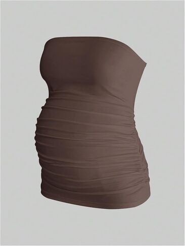 MakeMeChic Women's Maternity Tops 2 Pack Strapless Tube Tops Fall Outfits | Maternity Outfits, Ruched Open Back Tops for Women, Tube Tops for Women in Kuwait