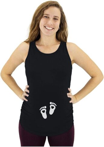 Tstars Very Cute Baby Footprints - Pregnant Mom to Be Maternity Tank Top Medium Black in Kuwait