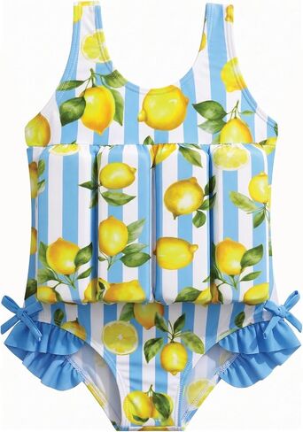 Toddler Girls' One-Piece Premium Swimsuit -Bathing Suit with Built-in Buoyancy, Soft Stretch Fabric -Float Swim Suit for Pool in Kuwait