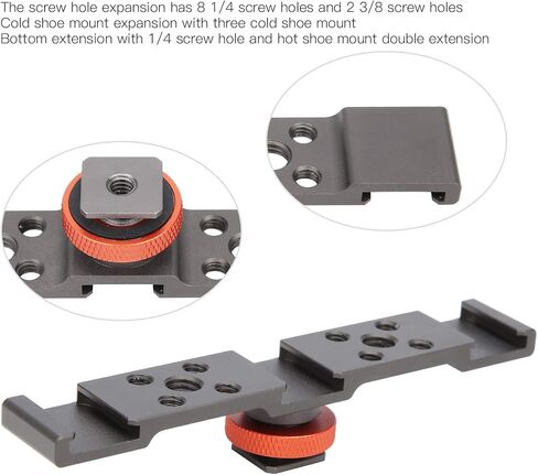 3 in 1 Hot Shoe Mount Adapter, Extension Bar Bracket Stand with 3pcs Hot Shoe Mount for Camera Mobile Phone Rabbit Cage (Black) in Kuwait