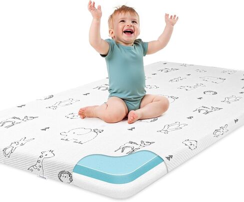 Pack and Play Mattress,38x26 Dual Soft&Firm Pack N Play Mattress | Removable Ultra-Soft Cover,Breathable Memory Foam,Non-Slip Bottom in Kuwait