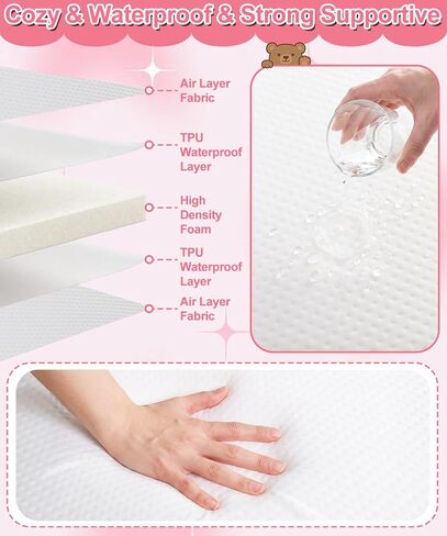2'' Portable Full Size Crib Mattress for Toddler Floor Bed | Portable Baby Crib Mattress Breathable, 52x27.5 Inch Travel Foam Waterproof Mattresses for Baby Bed, Washable Cover in Kuwait