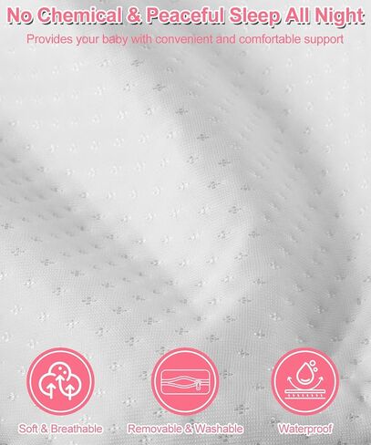 2'' Portable Full Size Crib Mattress for Toddler Floor Bed | Portable Baby Crib Mattress Breathable, 52x27.5 Inch Travel Foam Waterproof Mattresses for Baby Bed, Washable Cover in Kuwait
