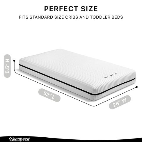 Beautyrest Black BreatheCool 2-Stage Crib and Toddler Mattress - Breathable & Machine Washable Cover - GREENGUARD Gold – Waterproof, White in Kuwait