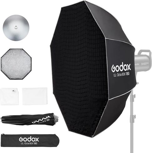 Godox Softbox UL Octagon 60cm/23.6" Quick-Release Bowens Mount Octagonal Softbox – Foldable Soft Box with Grid, Diffusers, and Carrying Bag for Amaran for Neewer for Aputure Light (60CM) in Kuwait
