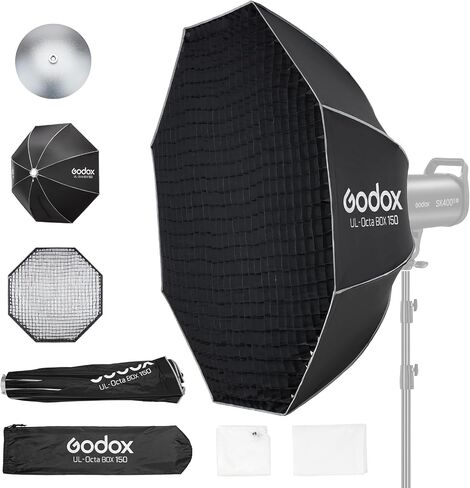 Godox Softbox UL Octagon 60cm/23.6" Quick-Release Bowens Mount Octagonal Softbox – Foldable Soft Box with Grid, Diffusers, and Carrying Bag for Amaran for Neewer for Aputure Light (60CM) in Kuwait