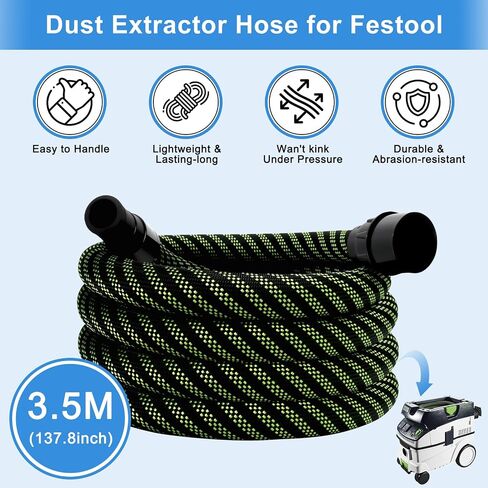 Vacuum Hose D27/32 X 3.5M(11.5Ft) for Dust Extractor Hose, Compatible With Festool Ct 26/36/48 Ct 15/25 CT MINI and CT MIDI, Heavy-Duty Hose with Dust Extractor Hose in Kuwait