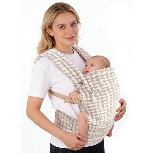 Houndstooth Cotton Ergonomic Baby Carrier,3 Carry Positions | IHDI Hip Healthy Certified ergonomic seat, fits babies 11–44 lbs / 3–36 months for newborn to toddler daily use in Kuwait