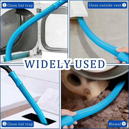 Dryer Vent Cleaner Kit with Dryer Vacuum Hose Attachment Suitable for Most Vacuum Cleaners, Twrrnbv Dryer Cleaner Lint Brush Remover, Duct Cleaning Tool for Laundry Room, Cleaning Accessories (Blue) in Kuwait