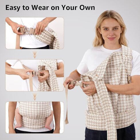 Houndstooth Cotton Ergonomic Baby Carrier,3 Carry Positions | IHDI Hip Healthy Certified ergonomic seat, fits babies 11–44 lbs / 3–36 months for newborn to toddler daily use in Kuwait