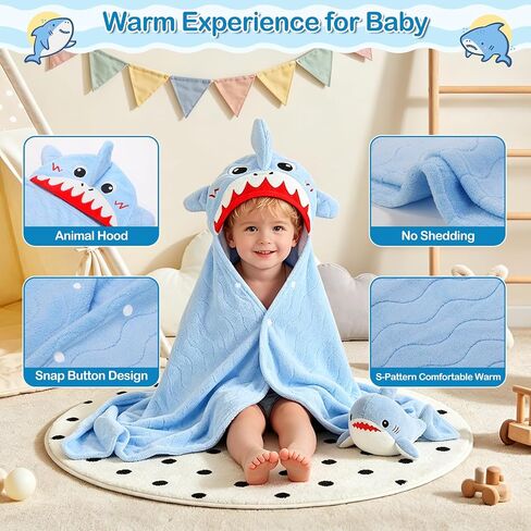 6 PCS Toddler Towels Set for Boy Girl 0-5 Year, 2 PCS Thick Hooded Baby Bath Towels for Kids Large 55" x 27.5" & 4 PCS Washcloths, Soft Toddler Newborn Bath Essentials Gifts, Dinosaur & Elephant in Kuwait