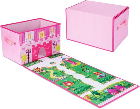SAM AND MABEL Toy Car Garage Box with Play Mat – Kids' Racecar Storage Basket, Stackable and Collapsible Organizer Bin (Cars Not Included) in Kuwait
