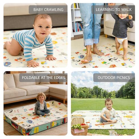 Foldable Soft Foam Play Mat, Baby Play Mat (Animal Wonderland) in Kuwait