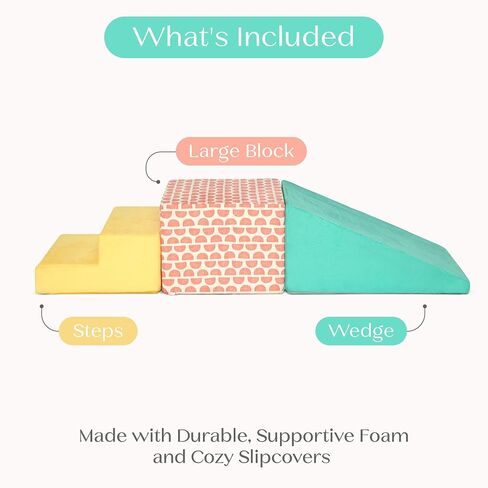 Delta Children Play Your Way 3-Piece Foam Gymnasium - Soft Climbing Toys, Baby Foam Climbing Blocks for Toddlers, Foam Play Gym Climber Structure, Indoor Climb and Crawl Activity Play Set, Tropical in Kuwait
