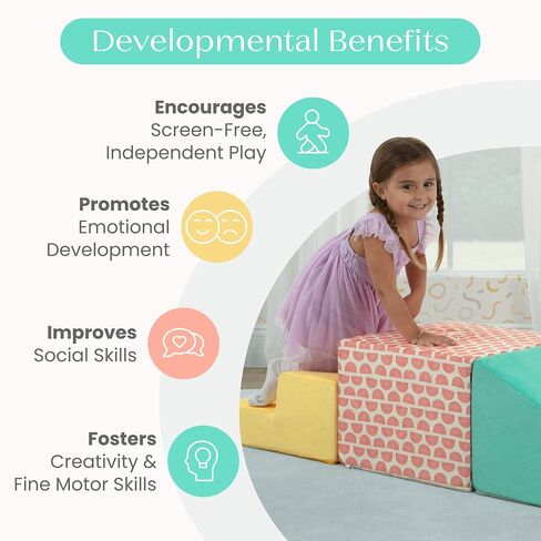 Delta Children Play Your Way 3-Piece Foam Gymnasium - Soft Climbing Toys, Baby Foam Climbing Blocks for Toddlers, Foam Play Gym Climber Structure, Indoor Climb and Crawl Activity Play Set, Tropical in Kuwait