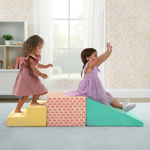 Delta Children Play Your Way 3-Piece Foam Gymnasium - Soft Climbing Toys, Baby Foam Climbing Blocks for Toddlers, Foam Play Gym Climber Structure, Indoor Climb and Crawl Activity Play Set, Tropical in Kuwait