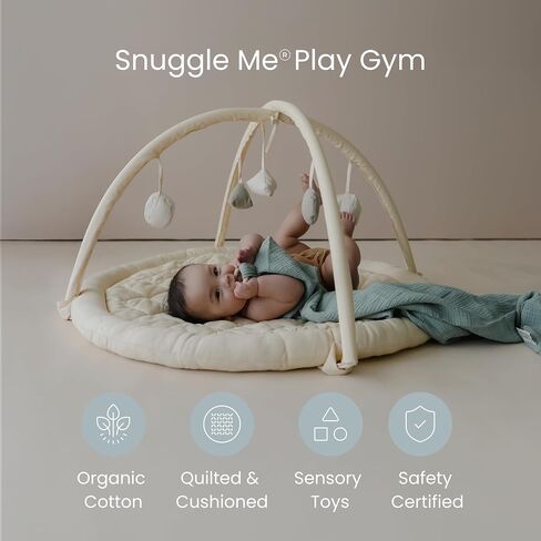 Snuggle Me Baby Play Gym, 100% Organic Cotton Tummy Time Mat (0-36 Months) | Includes 9-Piece Sensory Toy Mobile, Infant Toddler Play Gym Mat Activity Center with Machine-Washable Base in Kuwait