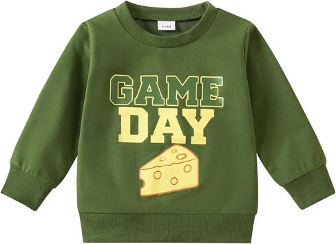Toddler Football Outfit Long Sleeve Crew Neck Sweatshirt Game Day Print Shirt Baby Boy Girl Fall Clothes in Kuwait