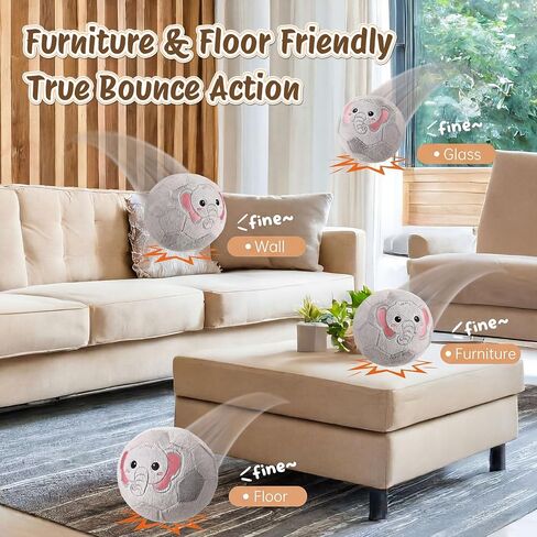 Indoor Soccer Ball for Toddlers, Silent Inflatable Soft Soccer Ball, Elephant Animal Plush Toy with Air Pump for Kids Boys Girls Birthday Gift in Kuwait