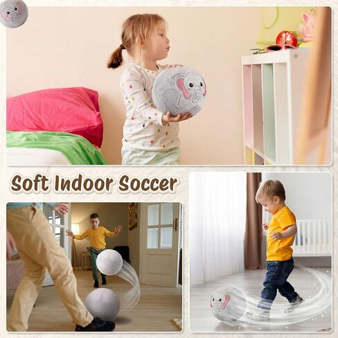 Indoor Soccer Ball for Toddlers, Silent Inflatable Soft Soccer Ball, Elephant Animal Plush Toy with Air Pump for Kids Boys Girls Birthday Gift in Kuwait