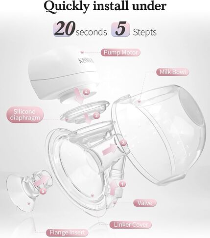 Smart Double Sides Wearable Breast Pump, Electric Bilateral Breast Pump, 2 Modes 9 Levels, Low Noise Painless Rechargeable Wireless Electrical in Saudi Arabia