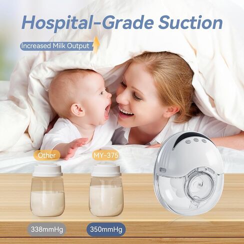 Hands Free Breast Pump Wearable MY-375 - Strong Suction, Low Noise, Portable Electric Breast Pump with 4 Mode & 12 Levels - 19/21/24mm Insert/Flange, 2 Pack (White) in Kuwait