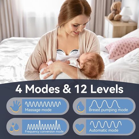 Hands Free Breast Pump Wearable MY-375 - Strong Suction, Low Noise, Portable Electric Breast Pump with 4 Mode & 12 Levels - 19/21/24mm Insert/Flange, 2 Pack (White) in Kuwait