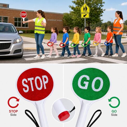 Walking Rope for Preschool, 16-Ring Toddler Walking Rope with Double-Sided Stop/GO Sign, 2 Adult Reflective Safety Vests and Storage Bag for Classroom Transitions and Outdoor Walks in Kuwait