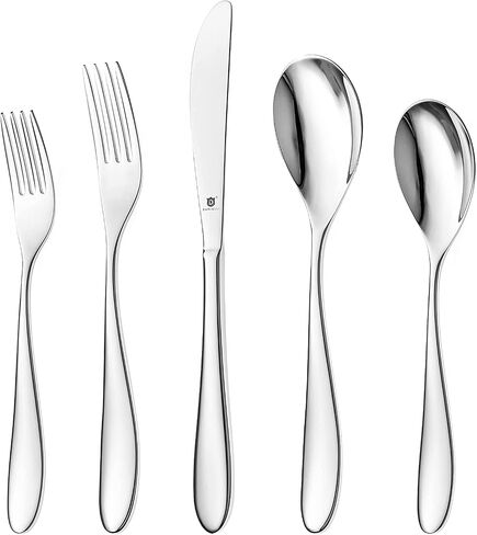 DANIALLI Hammered Silverware Set | Premium 18/10 Stainless Steel Flatware Service for 12 | Heavy-Duty & Dishwasher Safe | Built to Last (60-Piece, Fidenza Hammered) in Kuwait