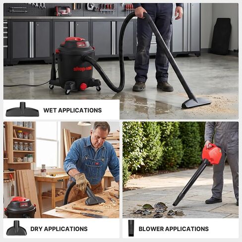 Shop-Vac 12 Gallon 3-in-1 Wet Dry Shop Vacuum with Detachable Blower 5.5HP | Heavy Duty Utility Vacuum for Garage, Workshop, Home, Car, Jobsite Cleaning, Powerful Industrial Vacuum Cleaner in Kuwait