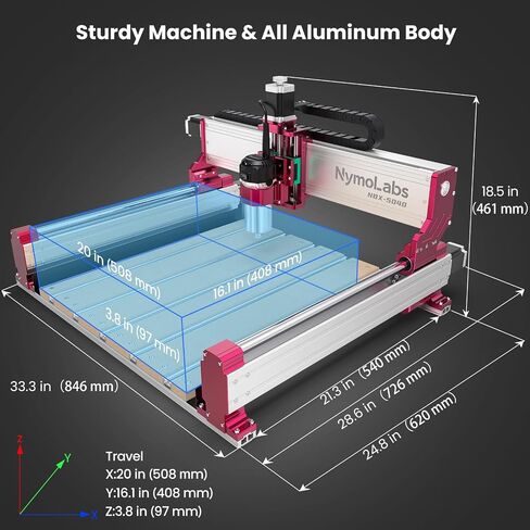 NBX-5040 CNC Router Machine + 4th Axis Rotary Module Kit + 5 Axis CNC MPG Handwheel Controller + Dust Shoe in Kuwait