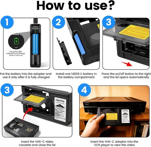 2026 New VHS-C Adapter, SVHS VHS-C to VHS, with Voltage Stabilization Circuit, Suitable for VCR Players, Not Compatible with 8mm/Hi8/Mini DV Tapes in Kuwait