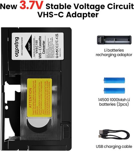 2026 New VHS-C Adapter, SVHS VHS-C to VHS, with Voltage Stabilization Circuit, Suitable for VCR Players, Not Compatible with 8mm/Hi8/Mini DV Tapes in Kuwait
