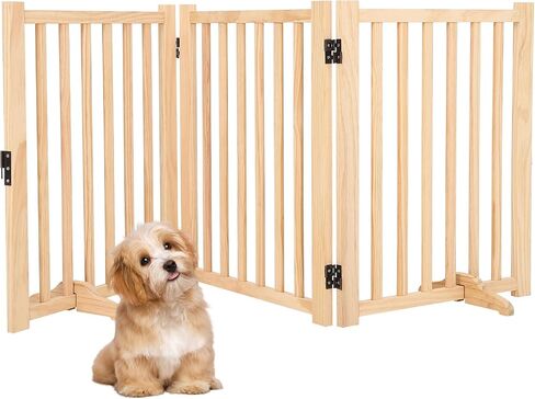 Garvee Foldable Wooden Dog Gate,Freestanding Pet Fence with Support Feet,Indoor Dog Fence for The House,Doorways, Stairs, Expandable Pet Fence -3 Panel H:24" | Freestanding Pet Fence with Support Feet,Indoor Dog Fence for The House,Doorways, Stairs, Expan in Kuwait