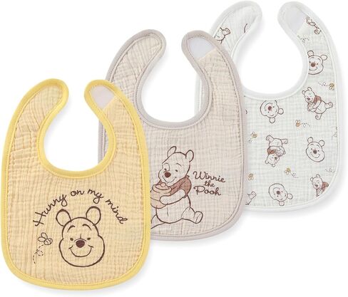 Disney Pooh Mickey Minnie 3 Pack Baby Bibs Soft Absorbent Drool Bibs for Teething and Feeding Newborn to Infants Essentials in Kuwait