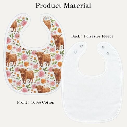 Baby Bibs for Baby Boys Girls Highland Cow 6-Pack Muslin Drool Bibs Flower Soft Absorbent Cotton Infant Feeding Bandana Bibs Teething Drooling Nursery Gifts for Newborn Toddlers Feeding Baby Stuff in Kuwait