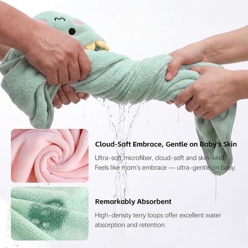 12-Piece Baby Towels Set – 4 Hooded Bath Towels (31"x31") + 8 Washcloths (10"x10") – Soft & Absorbent for Newborns, Infants, Toddlers & Kids – Unisex Gift for Baby Boy or Girl in Kuwait
