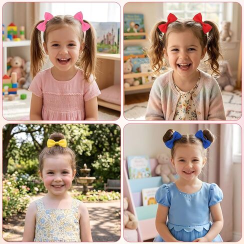 Sibba Baby Hair Ties with Bows, 40 Pcs Elastic Ponytail Holders 2 Inch Mini Bows for Toddler Infants, Ouchless Hair Accessories, 20 Colors in Kuwait