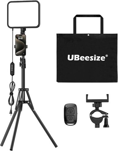 UBeesize 2-Pack LED Video Light Kit, 3000-6500K Dimmable Photography Studio Lights with Tripod Stand & Phone Holder, Video Recording & Streaming Lighting for Makeup, Gaming, YouTube in Kuwait