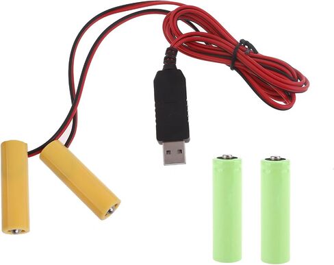 hejhncii 2 in 1 LR6 Battery Eliminators USB Power Supply Replace 3V LR6 Batteries for Clock Toy Camera Christmas Strips Light LED Lights Power Supply in Kuwait