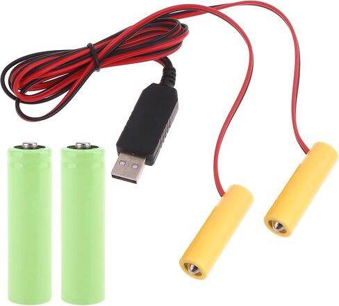 hejhncii 2 in 1 LR6 Battery Eliminators USB Power Supply Replace 3V LR6 Batteries for Clock Toy Camera Christmas Strips Light LED Lights Power Supply in Kuwait