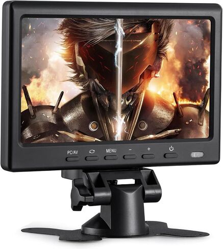 7inch HD LCD Monitor, IPS 1024X600 Resolution Screen, Car Rearview Cameras Monitor with HDMI VGA, 2 Video Input for Backup Camera for Car DVD VCR PC Laptop Raspberry Pi in Kuwait